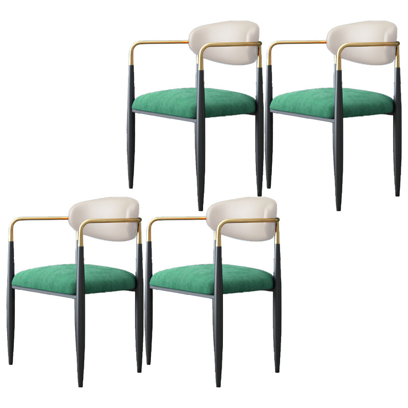 Restaurant Contemporary Upholstered Arm Chair Matte Finish Open Back Dining Chair White-Green 4 Piece Set Clearhalo ' kitchen&dining_furn' 'Dining Chairs' 'Dining Tables & Seating' 'dining_chair' 'furn' 'furn_dining_chair' 'Furniture' 'furniture_dining_chair' 'Kitchen & Dining Furniture' 'kitchen' 4413871