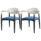 Restaurant Contemporary Upholstered Arm Chair Matte Finish Open Back Dining Chair White-Blue 2 Piece Set Clearhalo ' kitchen&dining_furn' 'Dining Chairs' 'Dining Tables & Seating' 'dining_chair' 'furn' 'furn_dining_chair' 'Furniture' 'furniture_dining_chair' 'Kitchen & Dining Furniture' 'kitchen' 4413876