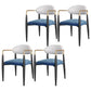 Restaurant Contemporary Upholstered Arm Chair Matte Finish Open Back Dining Chair White-Blue 4 Piece Set Clearhalo ' kitchen&dining_furn' 'Dining Chairs' 'Dining Tables & Seating' 'dining_chair' 'furn' 'furn_dining_chair' 'Furniture' 'furniture_dining_chair' 'Kitchen & Dining Furniture' 'kitchen' 4413877