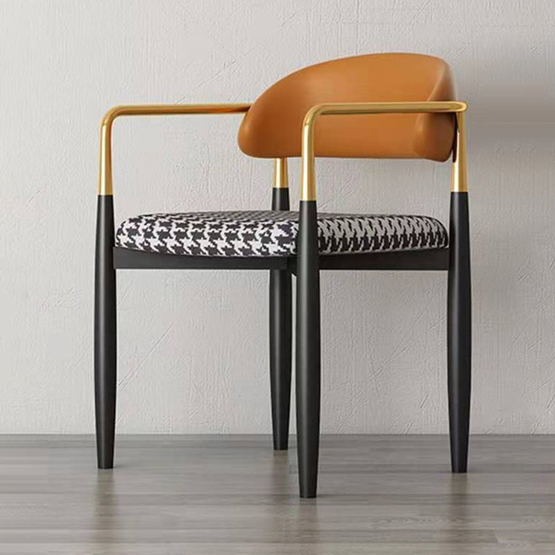 Restaurant Contemporary Upholstered Arm Chair Matte Finish Open Back Dining Chair Orange Black 1 Piece Clearhalo ' kitchen&dining_furn' 'Dining Chairs' 'Dining Tables & Seating' 'dining_chair' 'furn' 'furn_dining_chair' 'Furniture' 'furniture_dining_chair' 'Kitchen & Dining Furniture' 'kitchen' 4413878