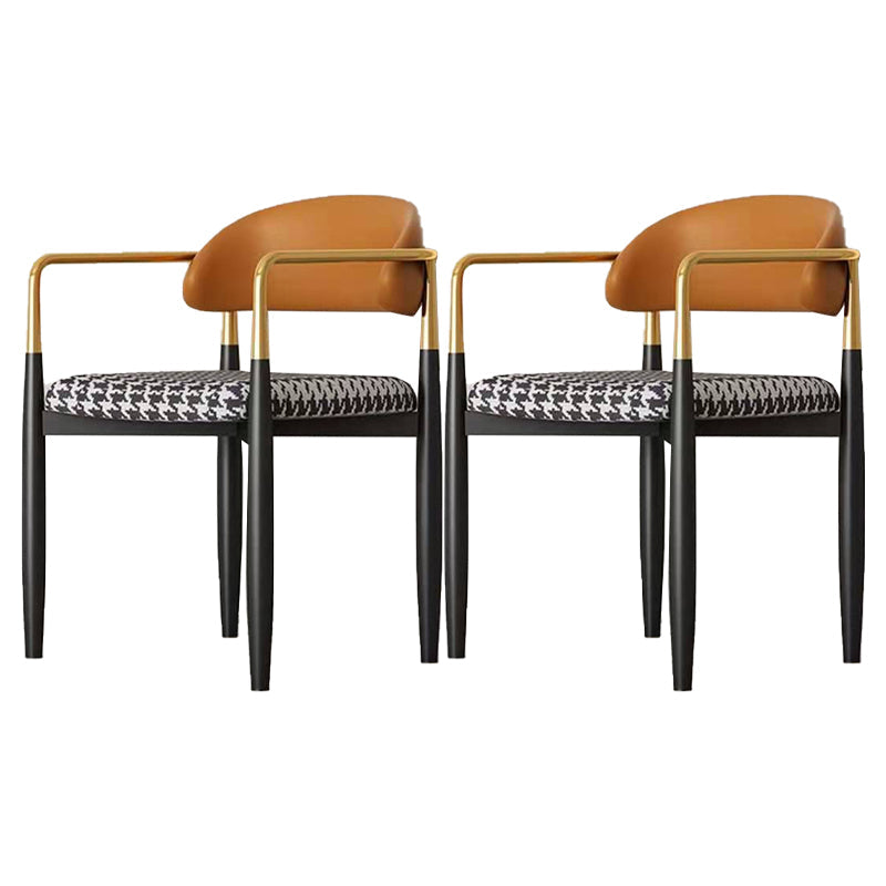 Restaurant Contemporary Upholstered Arm Chair Matte Finish Open Back Dining Chair Orange Black 2 Piece Set Clearhalo ' kitchen&dining_furn' 'Dining Chairs' 'Dining Tables & Seating' 'dining_chair' 'furn' 'furn_dining_chair' 'Furniture' 'furniture_dining_chair' 'Kitchen & Dining Furniture' 'kitchen' 4413879