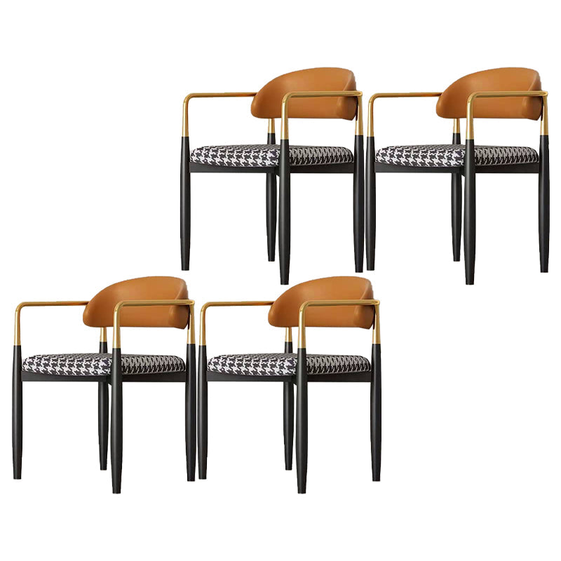 Restaurant Contemporary Upholstered Arm Chair Matte Finish Open Back Dining Chair Orange Black 4 Piece Set Clearhalo ' kitchen&dining_furn' 'Dining Chairs' 'Dining Tables & Seating' 'dining_chair' 'furn' 'furn_dining_chair' 'Furniture' 'furniture_dining_chair' 'Kitchen & Dining Furniture' 'kitchen' 4413880