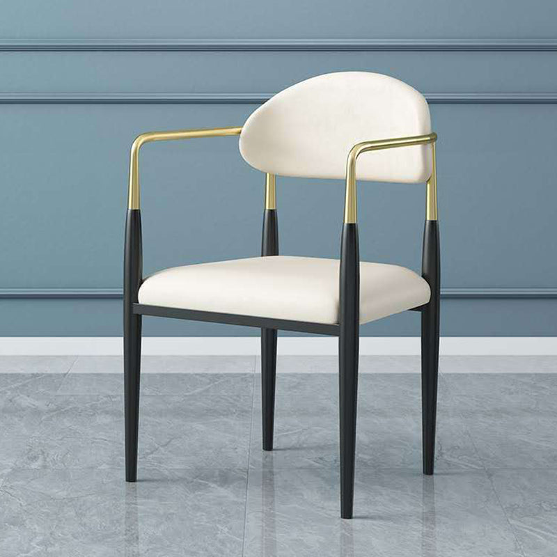 Restaurant Contemporary Upholstered Arm Chair Matte Finish Open Back Dining Chair White 1 Piece Clearhalo ' kitchen&dining_furn' 'Dining Chairs' 'Dining Tables & Seating' 'dining_chair' 'furn' 'furn_dining_chair' 'Furniture' 'furniture_dining_chair' 'Kitchen & Dining Furniture' 'kitchen' 4413881