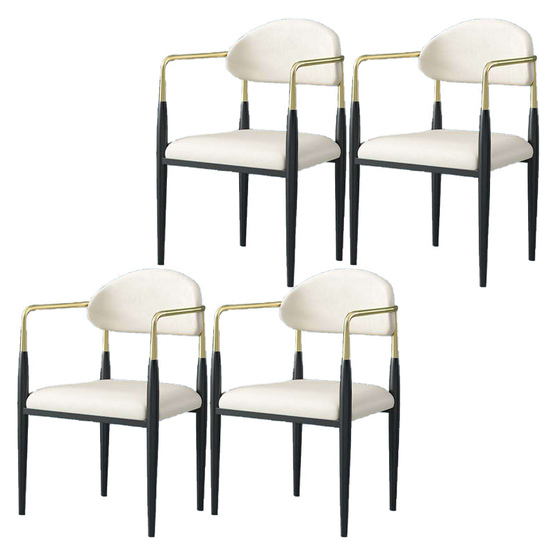 Restaurant Contemporary Upholstered Arm Chair Matte Finish Open Back Dining Chair White 4 Piece Set Clearhalo ' kitchen&dining_furn' 'Dining Chairs' 'Dining Tables & Seating' 'dining_chair' 'furn' 'furn_dining_chair' 'Furniture' 'furniture_dining_chair' 'Kitchen & Dining Furniture' 'kitchen' 4413883