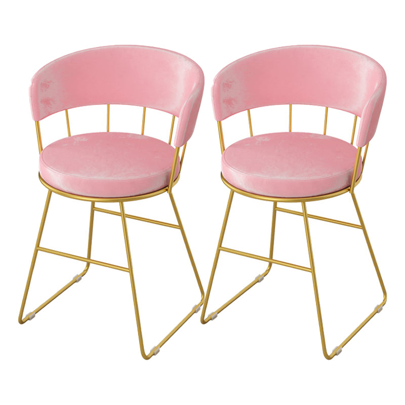 Nordic Glam Dining Chairs Armless Windsor Back Side Chairs for Kitchen with Metal Legs Light Pink 2 Piece Set Clearhalo ' kitchen&dining_furn' 'Dining Chairs' 'Dining Tables & Seating' 'dining_chair' 'furn' 'furn_dining_chair' 'Furniture' 'furniture_dining_chair' 'Kitchen & Dining Furniture' 'kitchen' 4413887
