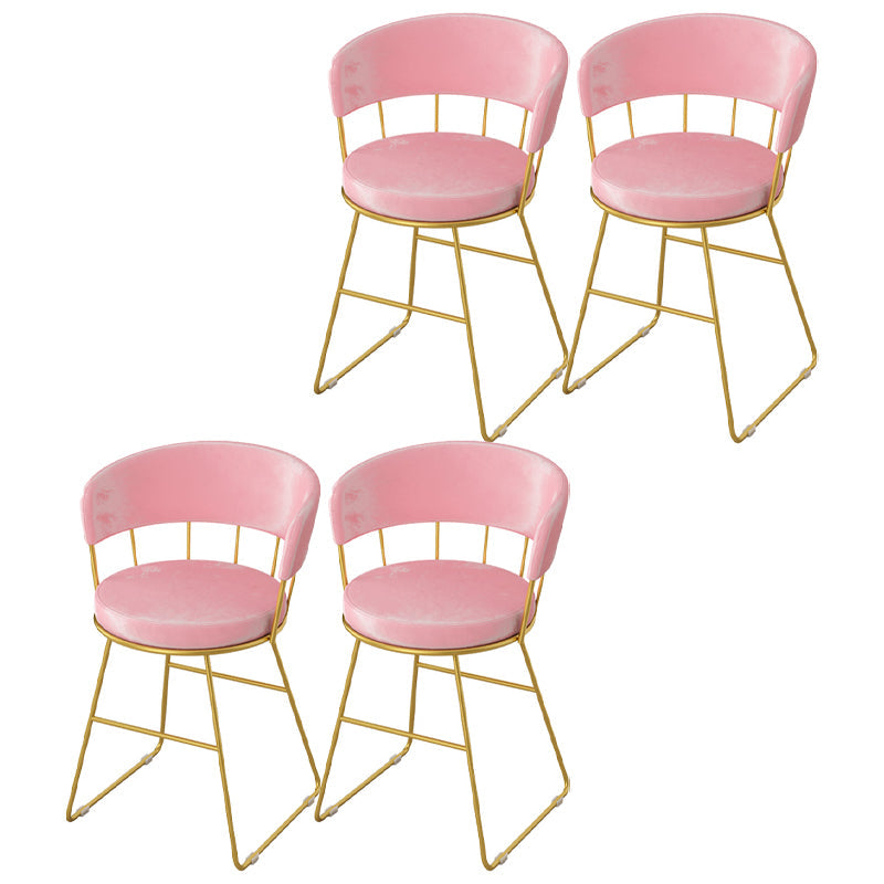 Nordic Glam Dining Chairs Armless Windsor Back Side Chairs for Kitchen with Metal Legs Light Pink 4 Piece Set Clearhalo ' kitchen&dining_furn' 'Dining Chairs' 'Dining Tables & Seating' 'dining_chair' 'furn' 'furn_dining_chair' 'Furniture' 'furniture_dining_chair' 'Kitchen & Dining Furniture' 'kitchen' 4413890