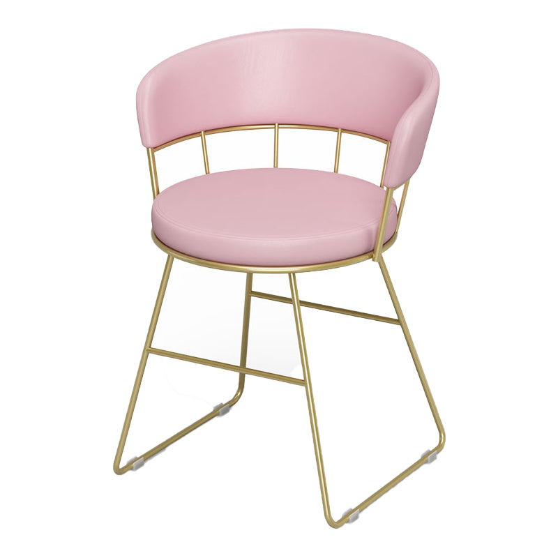 Nordic Glam Dining Chairs Armless Windsor Back Side Chairs for Kitchen with Metal Legs Pink 1 Piece Clearhalo ' kitchen&dining_furn' 'Dining Chairs' 'Dining Tables & Seating' 'dining_chair' 'furn' 'furn_dining_chair' 'Furniture' 'furniture_dining_chair' 'Kitchen & Dining Furniture' 'kitchen' 4413892