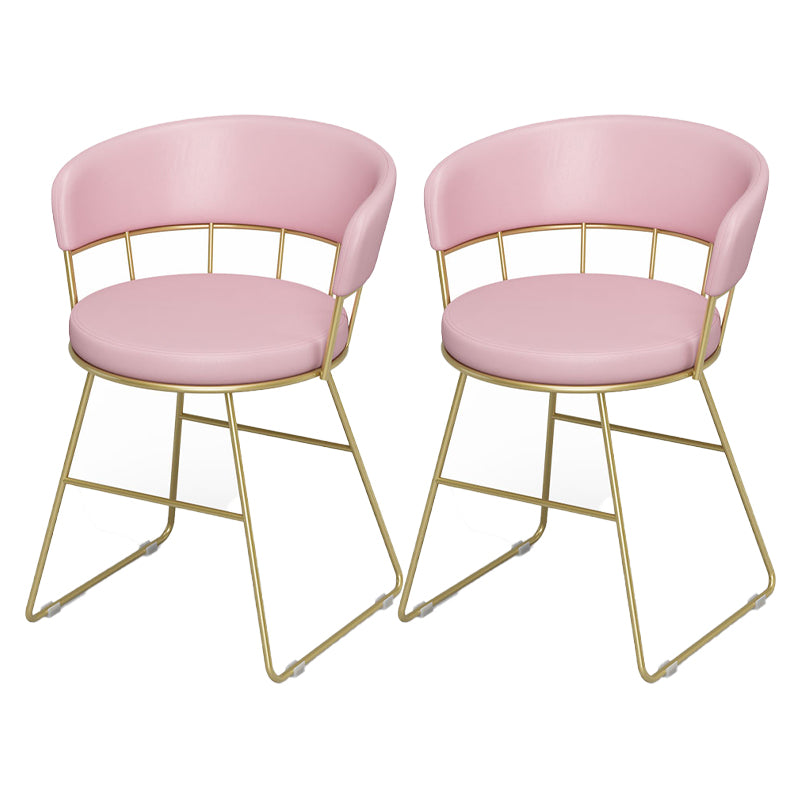 Nordic Glam Dining Chairs Armless Windsor Back Side Chairs for Kitchen with Metal Legs Pink 2 Piece Set Clearhalo ' kitchen&dining_furn' 'Dining Chairs' 'Dining Tables & Seating' 'dining_chair' 'furn' 'furn_dining_chair' 'Furniture' 'furniture_dining_chair' 'Kitchen & Dining Furniture' 'kitchen' 4413894