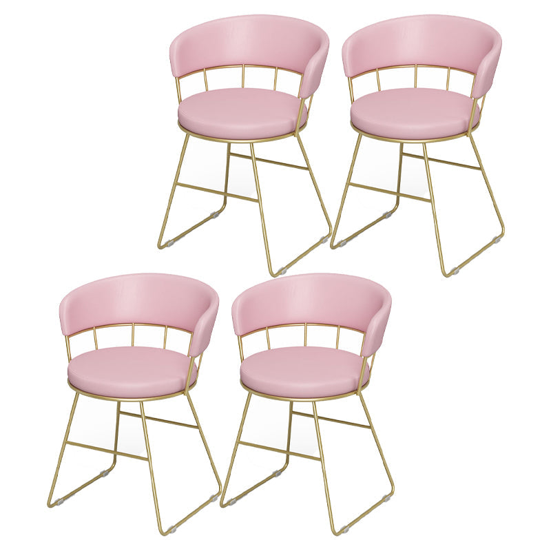 Nordic Glam Dining Chairs Armless Windsor Back Side Chairs for Kitchen with Metal Legs Pink 4 Piece Set Clearhalo ' kitchen&dining_furn' 'Dining Chairs' 'Dining Tables & Seating' 'dining_chair' 'furn' 'furn_dining_chair' 'Furniture' 'furniture_dining_chair' 'Kitchen & Dining Furniture' 'kitchen' 4413895