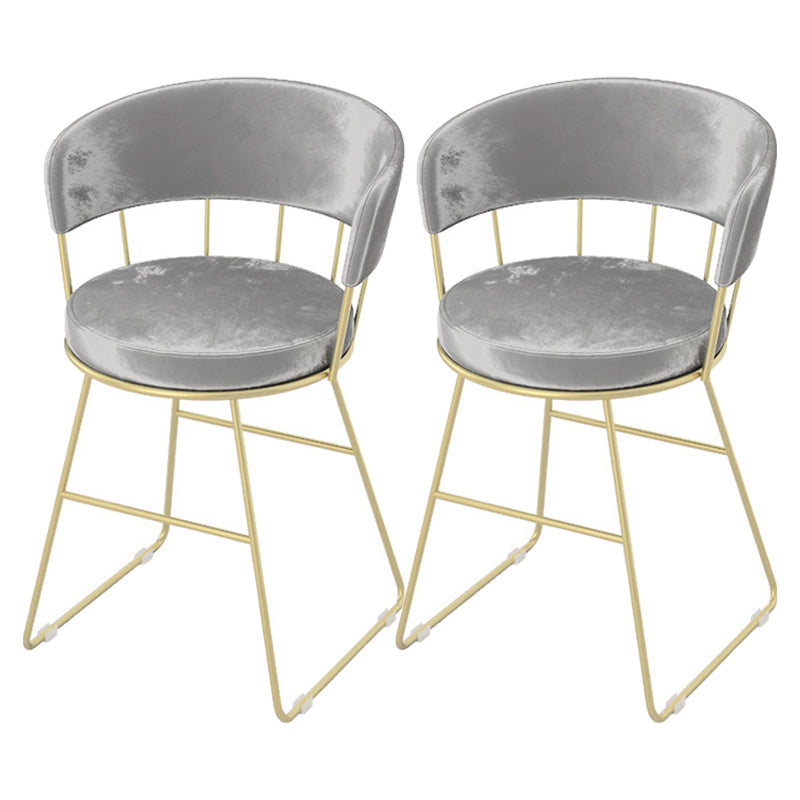 Nordic Glam Dining Chairs Armless Windsor Back Side Chairs for Kitchen with Metal Legs Grey 2 Piece Set Clearhalo ' kitchen&dining_furn' 'Dining Chairs' 'Dining Tables & Seating' 'dining_chair' 'furn' 'furn_dining_chair' 'Furniture' 'furniture_dining_chair' 'Kitchen & Dining Furniture' 'kitchen' 4413899