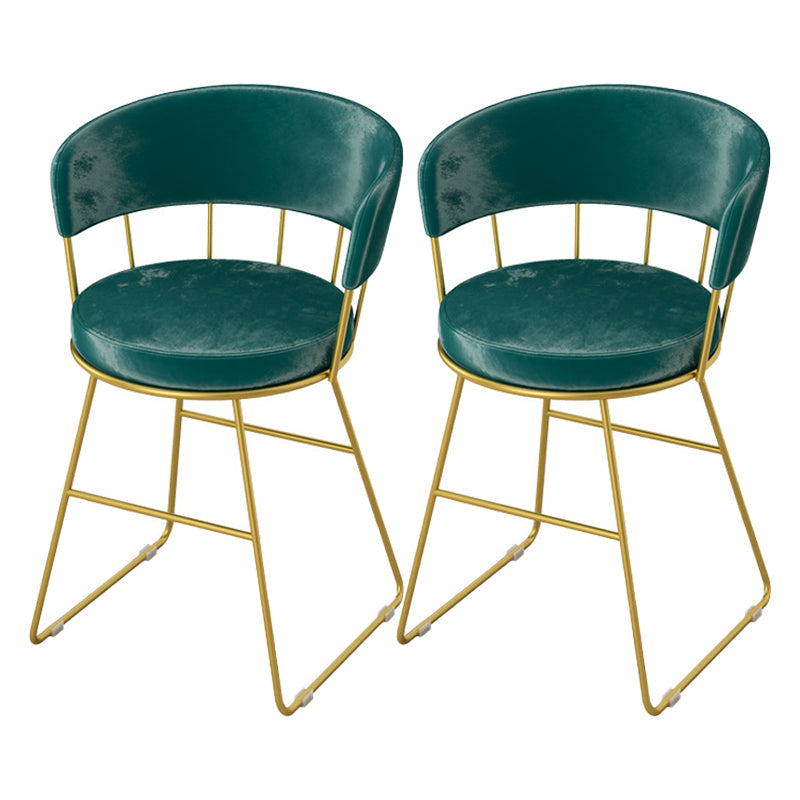 Nordic Glam Dining Chairs Armless Windsor Back Side Chairs for Kitchen with Metal Legs Peacock Blue 2 Piece Set Clearhalo ' kitchen&dining_furn' 'Dining Chairs' 'Dining Tables & Seating' 'dining_chair' 'furn' 'furn_dining_chair' 'Furniture' 'furniture_dining_chair' 'Kitchen & Dining Furniture' 'kitchen' 4413910