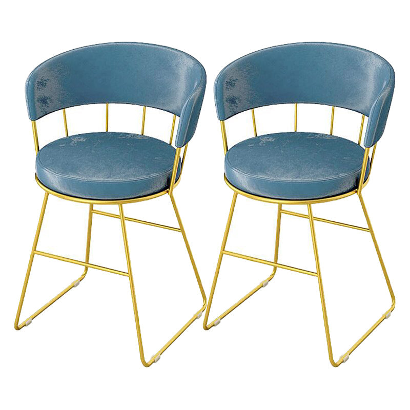 Nordic Glam Dining Chairs Armless Windsor Back Side Chairs for Kitchen with Metal Legs Blue 2 Piece Set Clearhalo ' kitchen&dining_furn' 'Dining Chairs' 'Dining Tables & Seating' 'dining_chair' 'furn' 'furn_dining_chair' 'Furniture' 'furniture_dining_chair' 'Kitchen & Dining Furniture' 'kitchen' 4413916