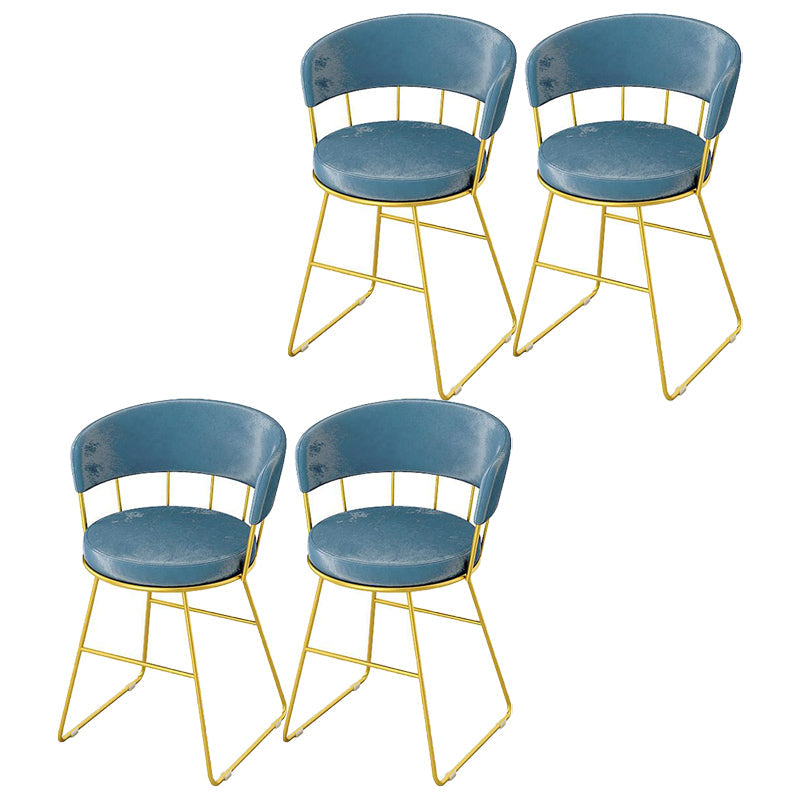 Nordic Glam Dining Chairs Armless Windsor Back Side Chairs for Kitchen with Metal Legs Blue 4 Piece Set Clearhalo ' kitchen&dining_furn' 'Dining Chairs' 'Dining Tables & Seating' 'dining_chair' 'furn' 'furn_dining_chair' 'Furniture' 'furniture_dining_chair' 'Kitchen & Dining Furniture' 'kitchen' 4413917