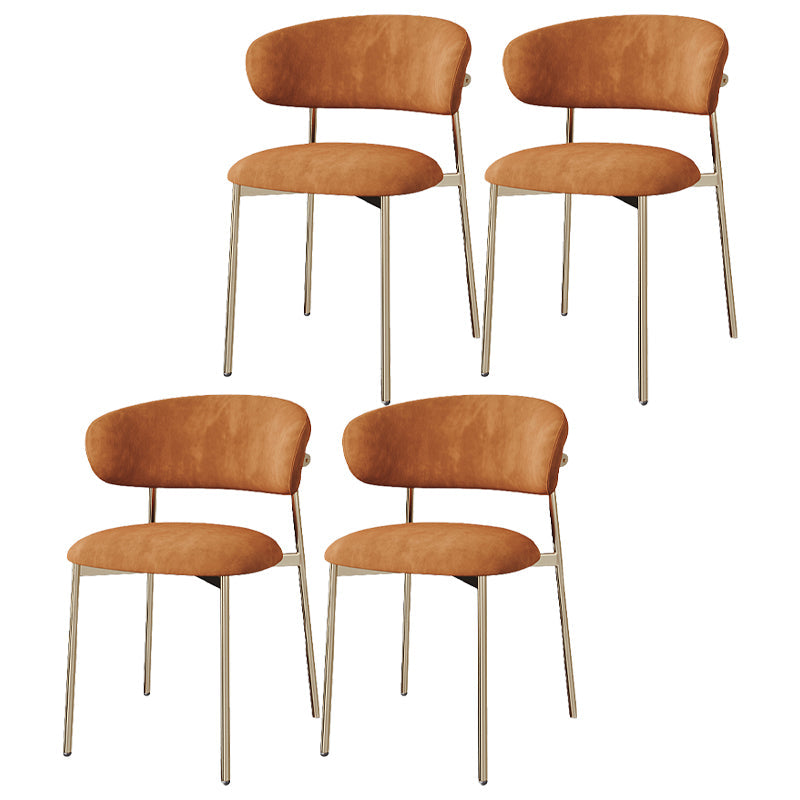 Restaurant Scandinavian Upholstered Side Chair Matte Finish Open Back Dining Chair Orange 4 Piece Set Brass Gold Clearhalo ' kitchen&dining_furn' 'Dining Chairs' 'Dining Tables & Seating' 'dining_chair' 'furn' 'furn_dining_chair' 'Furniture' 'furniture_dining_chair' 'Kitchen & Dining Furniture' 'kitchen' 4413920