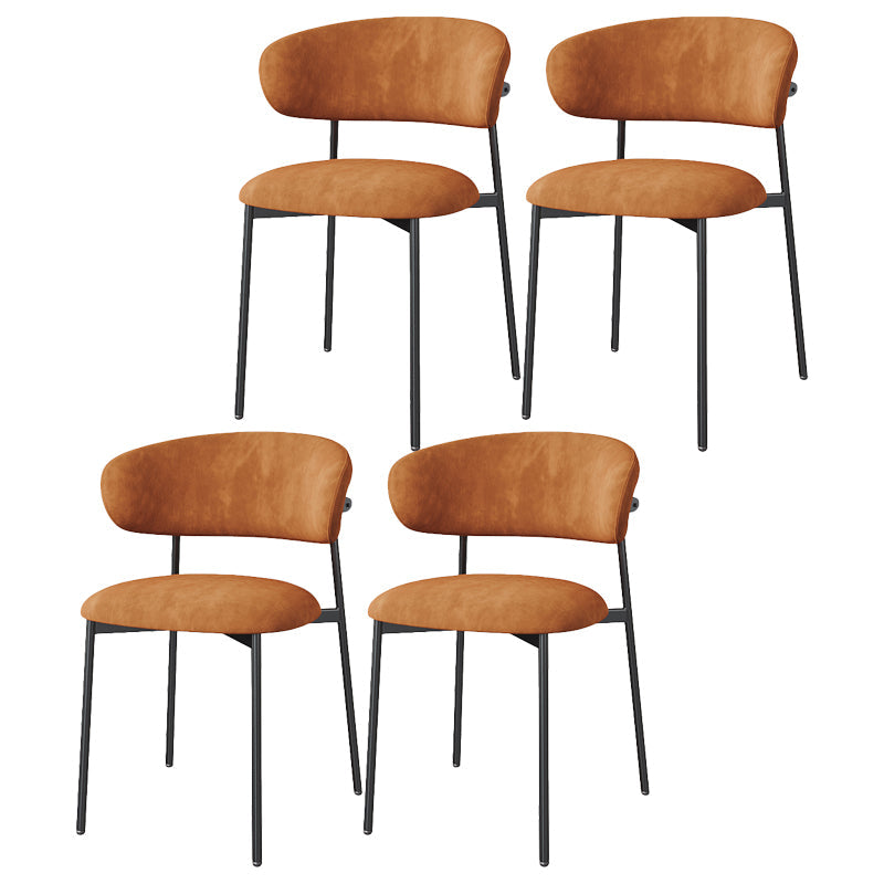 Restaurant Scandinavian Upholstered Side Chair Matte Finish Open Back Dining Chair Orange 4 Piece Set Black Clearhalo ' kitchen&dining_furn' 'Dining Chairs' 'Dining Tables & Seating' 'dining_chair' 'furn' 'furn_dining_chair' 'Furniture' 'furniture_dining_chair' 'Kitchen & Dining Furniture' 'kitchen' 4413921
