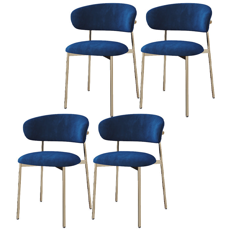 Restaurant Scandinavian Upholstered Side Chair Matte Finish Open Back Dining Chair Royal Blue 4 Piece Set Brass Gold Clearhalo ' kitchen&dining_furn' 'Dining Chairs' 'Dining Tables & Seating' 'dining_chair' 'furn' 'furn_dining_chair' 'Furniture' 'furniture_dining_chair' 'Kitchen & Dining Furniture' 'kitchen' 4413923