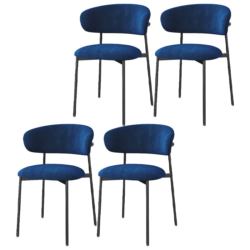 Restaurant Scandinavian Upholstered Side Chair Matte Finish Open Back Dining Chair Royal Blue 4 Piece Set Black Clearhalo ' kitchen&dining_furn' 'Dining Chairs' 'Dining Tables & Seating' 'dining_chair' 'furn' 'furn_dining_chair' 'Furniture' 'furniture_dining_chair' 'Kitchen & Dining Furniture' 'kitchen' 4413925