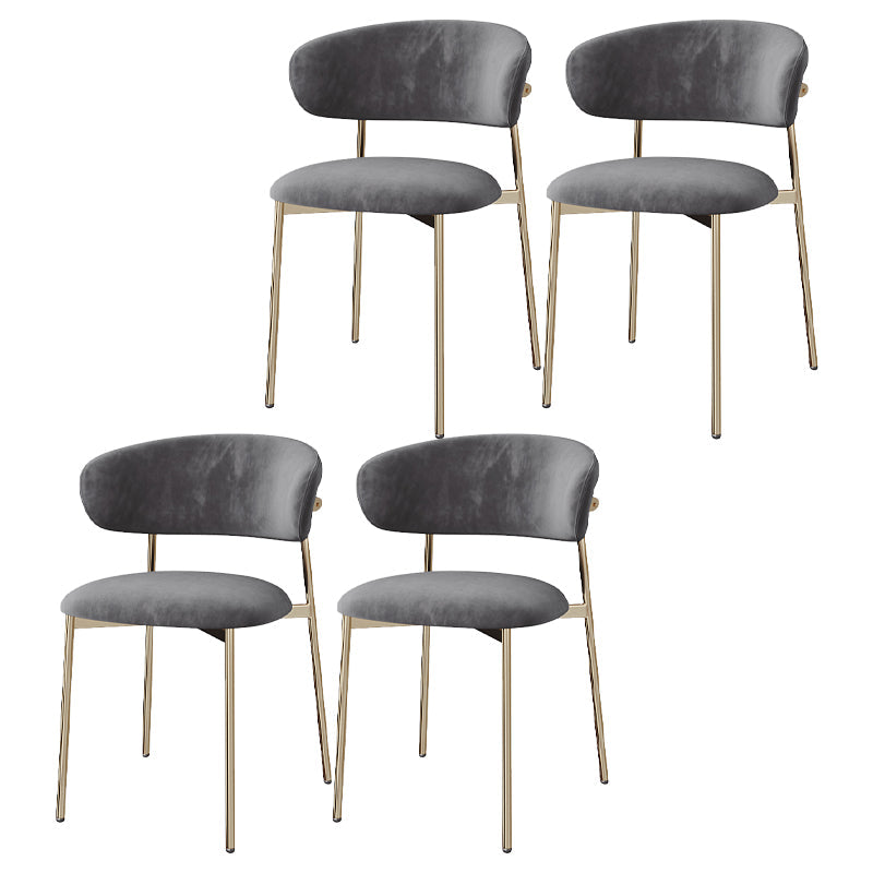 Restaurant Scandinavian Upholstered Side Chair Matte Finish Open Back Dining Chair Dark Gray 4 Piece Set Brass Gold Clearhalo ' kitchen&dining_furn' 'Dining Chairs' 'Dining Tables & Seating' 'dining_chair' 'furn' 'furn_dining_chair' 'Furniture' 'furniture_dining_chair' 'Kitchen & Dining Furniture' 'kitchen' 4413936