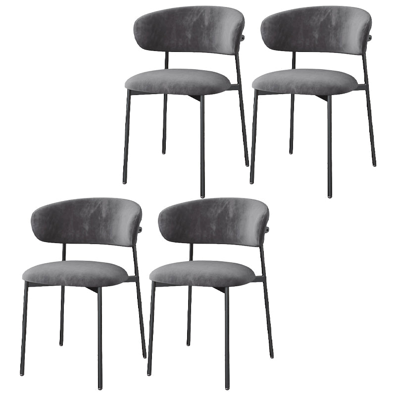 Restaurant Scandinavian Upholstered Side Chair Matte Finish Open Back Dining Chair Dark Gray 4 Piece Set Black Clearhalo ' kitchen&dining_furn' 'Dining Chairs' 'Dining Tables & Seating' 'dining_chair' 'furn' 'furn_dining_chair' 'Furniture' 'furniture_dining_chair' 'Kitchen & Dining Furniture' 'kitchen' 4413937