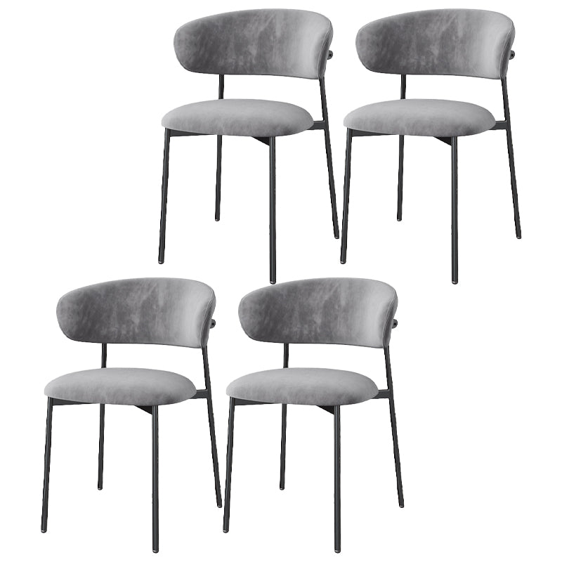 Restaurant Scandinavian Upholstered Side Chair Matte Finish Open Back Dining Chair Light Gray 4 Piece Set Black Clearhalo ' kitchen&dining_furn' 'Dining Chairs' 'Dining Tables & Seating' 'dining_chair' 'furn' 'furn_dining_chair' 'Furniture' 'furniture_dining_chair' 'Kitchen & Dining Furniture' 'kitchen' 4413939
