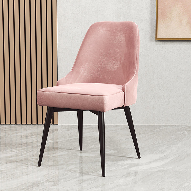 Nordic Style Dining Chair Kitchen Armless Chair with Metal Legs Pink 1 Piece Black Clearhalo ' kitchen&dining_furn' 'Dining Chairs' 'Dining Tables & Seating' 'dining_chair' 'furn' 'furn_dining_chair' 'Furniture' 'furniture_dining_chair' 'Kitchen & Dining Furniture' 'kitchen' 4413952