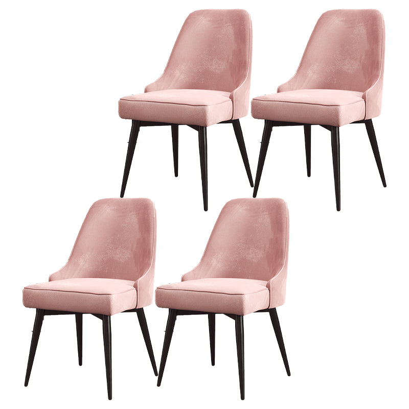 Nordic Style Dining Chair Kitchen Armless Chair with Metal Legs Pink 4 Piece Set Black Clearhalo ' kitchen&dining_furn' 'Dining Chairs' 'Dining Tables & Seating' 'dining_chair' 'furn' 'furn_dining_chair' 'Furniture' 'furniture_dining_chair' 'Kitchen & Dining Furniture' 'kitchen' 4413956