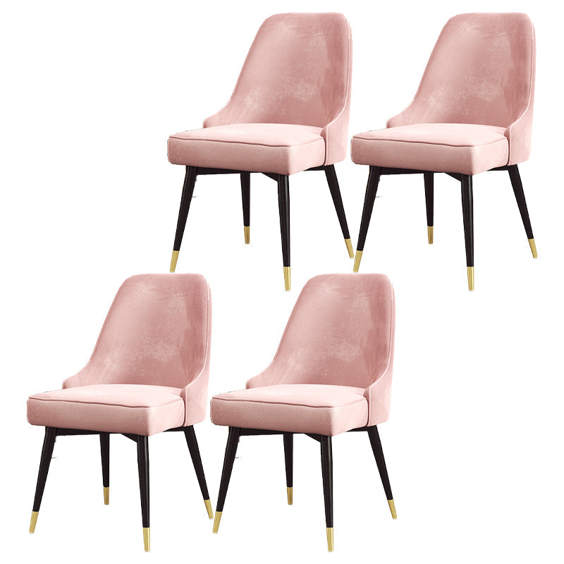 Nordic Style Dining Chair Kitchen Armless Chair with Metal Legs Pink 4 Piece Set Black Gold Clearhalo ' kitchen&dining_furn' 'Dining Chairs' 'Dining Tables & Seating' 'dining_chair' 'furn' 'furn_dining_chair' 'Furniture' 'furniture_dining_chair' 'Kitchen & Dining Furniture' 'kitchen' 4413961