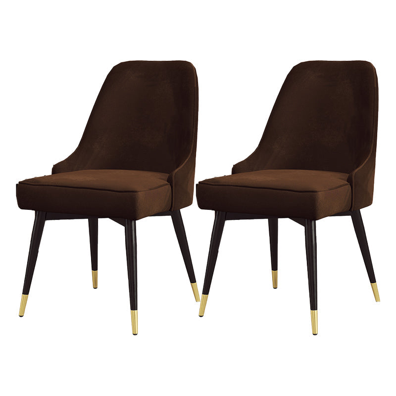 Nordic Style Dining Chair Kitchen Armless Chair with Metal Legs Brown 2 Piece Set Black Gold Clearhalo ' kitchen&dining_furn' 'Dining Chairs' 'Dining Tables & Seating' 'dining_chair' 'furn' 'furn_dining_chair' 'Furniture' 'furniture_dining_chair' 'Kitchen & Dining Furniture' 'kitchen' 4413963