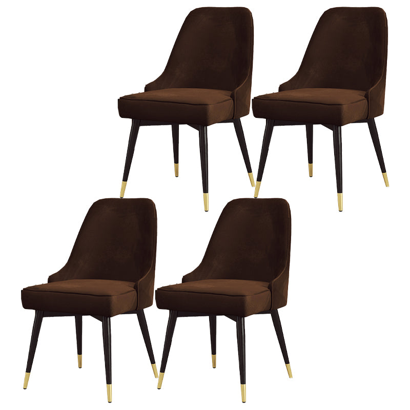 Nordic Style Dining Chair Kitchen Armless Chair with Metal Legs Brown 4 Piece Set Black Gold Clearhalo ' kitchen&dining_furn' 'Dining Chairs' 'Dining Tables & Seating' 'dining_chair' 'furn' 'furn_dining_chair' 'Furniture' 'furniture_dining_chair' 'Kitchen & Dining Furniture' 'kitchen' 4413964