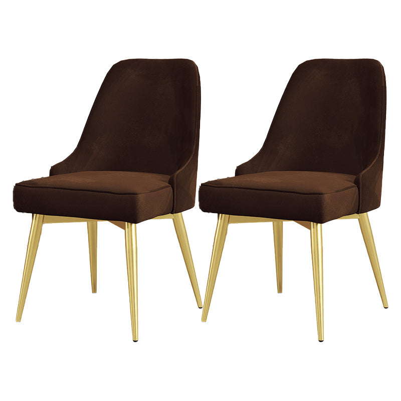 Nordic Style Dining Chair Kitchen Armless Chair with Metal Legs Brown 2 Piece Set Brass Gold Clearhalo ' kitchen&dining_furn' 'Dining Chairs' 'Dining Tables & Seating' 'dining_chair' 'furn' 'furn_dining_chair' 'Furniture' 'furniture_dining_chair' 'Kitchen & Dining Furniture' 'kitchen' 4413966