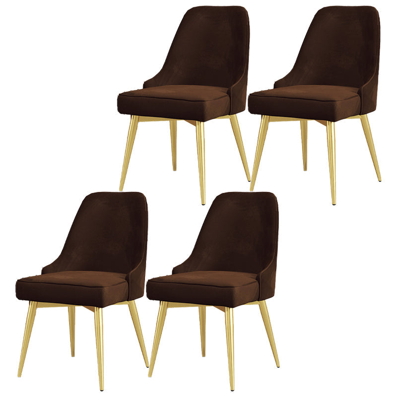 Nordic Style Dining Chair Kitchen Armless Chair with Metal Legs Brown 4 Piece Set Brass Gold Clearhalo ' kitchen&dining_furn' 'Dining Chairs' 'Dining Tables & Seating' 'dining_chair' 'furn' 'furn_dining_chair' 'Furniture' 'furniture_dining_chair' 'Kitchen & Dining Furniture' 'kitchen' 4413967