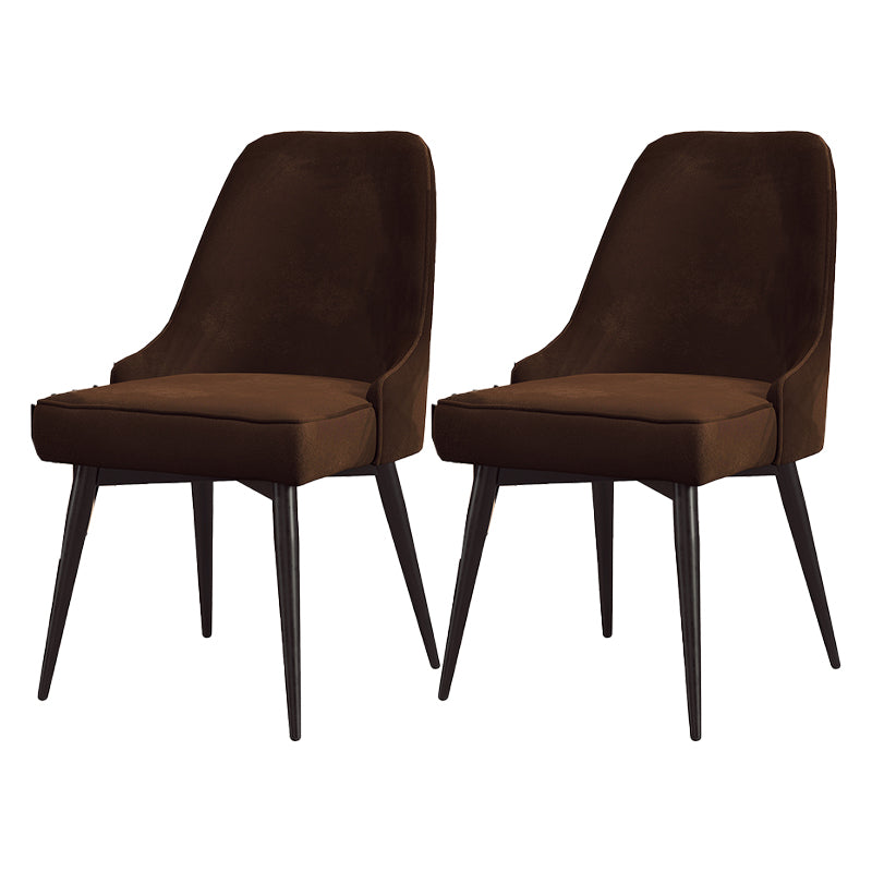 Nordic Style Dining Chair Kitchen Armless Chair with Metal Legs Brown 2 Piece Set Black Clearhalo ' kitchen&dining_furn' 'Dining Chairs' 'Dining Tables & Seating' 'dining_chair' 'furn' 'furn_dining_chair' 'Furniture' 'furniture_dining_chair' 'Kitchen & Dining Furniture' 'kitchen' 4413969