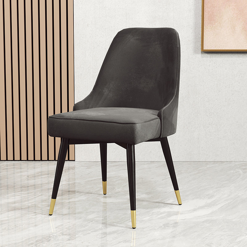 Nordic Style Dining Chair Kitchen Armless Chair with Metal Legs Grey 1 Piece Black Gold Clearhalo ' kitchen&dining_furn' 'Dining Chairs' 'Dining Tables & Seating' 'dining_chair' 'furn' 'furn_dining_chair' 'Furniture' 'furniture_dining_chair' 'Kitchen & Dining Furniture' 'kitchen' 4413971
