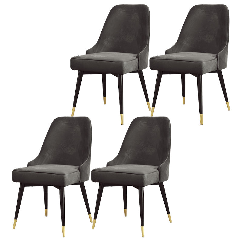 Nordic Style Dining Chair Kitchen Armless Chair with Metal Legs Grey 4 Piece Set Black Gold Clearhalo ' kitchen&dining_furn' 'Dining Chairs' 'Dining Tables & Seating' 'dining_chair' 'furn' 'furn_dining_chair' 'Furniture' 'furniture_dining_chair' 'Kitchen & Dining Furniture' 'kitchen' 4413973