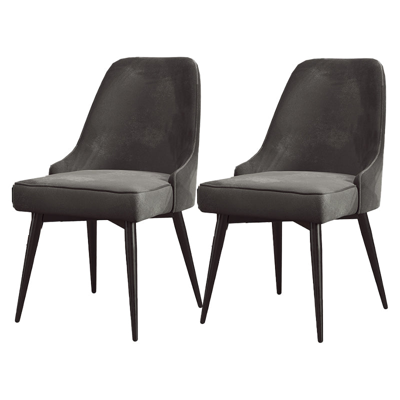 Nordic Style Dining Chair Kitchen Armless Chair with Metal Legs Grey 2 Piece Set Black Clearhalo ' kitchen&dining_furn' 'Dining Chairs' 'Dining Tables & Seating' 'dining_chair' 'furn' 'furn_dining_chair' 'Furniture' 'furniture_dining_chair' 'Kitchen & Dining Furniture' 'kitchen' 4413975