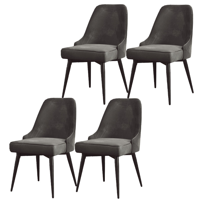 Nordic Style Dining Chair Kitchen Armless Chair with Metal Legs Grey 4 Piece Set Black Clearhalo ' kitchen&dining_furn' 'Dining Chairs' 'Dining Tables & Seating' 'dining_chair' 'furn' 'furn_dining_chair' 'Furniture' 'furniture_dining_chair' 'Kitchen & Dining Furniture' 'kitchen' 4413976