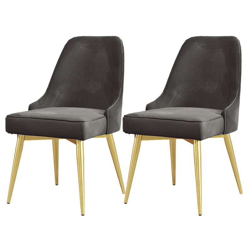 Nordic Style Dining Chair Kitchen Armless Chair with Metal Legs Grey 2 Piece Set Brass Gold Clearhalo ' kitchen&dining_furn' 'Dining Chairs' 'Dining Tables & Seating' 'dining_chair' 'furn' 'furn_dining_chair' 'Furniture' 'furniture_dining_chair' 'Kitchen & Dining Furniture' 'kitchen' 4413978