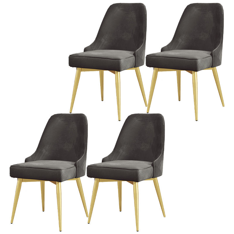 Nordic Style Dining Chair Kitchen Armless Chair with Metal Legs Grey 4 Piece Set Brass Gold Clearhalo ' kitchen&dining_furn' 'Dining Chairs' 'Dining Tables & Seating' 'dining_chair' 'furn' 'furn_dining_chair' 'Furniture' 'furniture_dining_chair' 'Kitchen & Dining Furniture' 'kitchen' 4413979