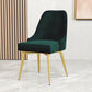Nordic Style Dining Chair Kitchen Armless Chair with Metal Legs Green 1 Piece Brass Gold Clearhalo ' kitchen&dining_furn' 'Dining Chairs' 'Dining Tables & Seating' 'dining_chair' 'furn' 'furn_dining_chair' 'Furniture' 'furniture_dining_chair' 'Kitchen & Dining Furniture' 'kitchen' 4413980