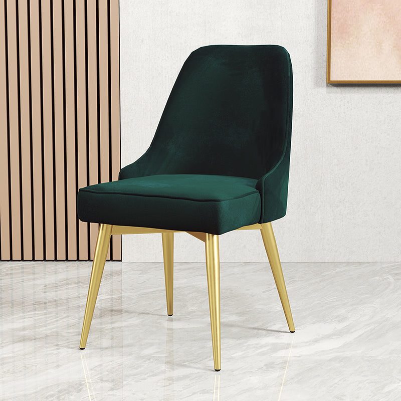 Nordic Style Dining Chair Kitchen Armless Chair with Metal Legs Green 1 Piece Brass Gold Clearhalo ' kitchen&dining_furn' 'Dining Chairs' 'Dining Tables & Seating' 'dining_chair' 'furn' 'furn_dining_chair' 'Furniture' 'furniture_dining_chair' 'Kitchen & Dining Furniture' 'kitchen' 4413980