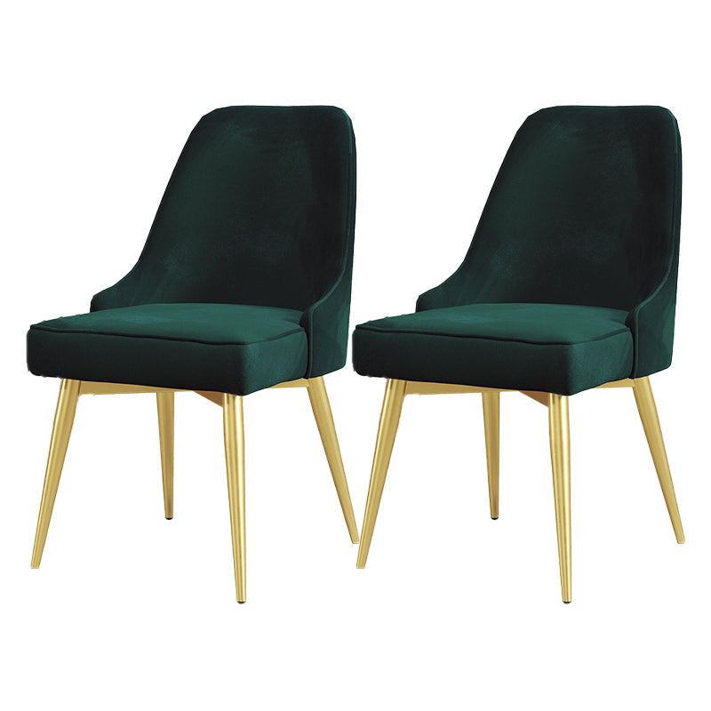 Nordic Style Dining Chair Kitchen Armless Chair with Metal Legs Green 2 Piece Set Brass Gold Clearhalo ' kitchen&dining_furn' 'Dining Chairs' 'Dining Tables & Seating' 'dining_chair' 'furn' 'furn_dining_chair' 'Furniture' 'furniture_dining_chair' 'Kitchen & Dining Furniture' 'kitchen' 4413981