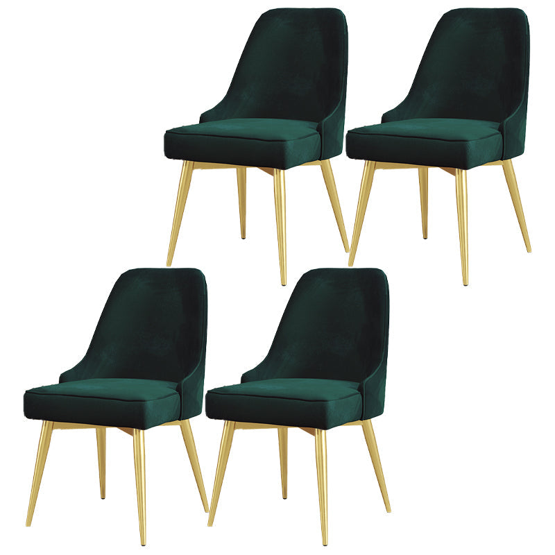 Nordic Style Dining Chair Kitchen Armless Chair with Metal Legs Green 4 Piece Set Brass Gold Clearhalo ' kitchen&dining_furn' 'Dining Chairs' 'Dining Tables & Seating' 'dining_chair' 'furn' 'furn_dining_chair' 'Furniture' 'furniture_dining_chair' 'Kitchen & Dining Furniture' 'kitchen' 4413982