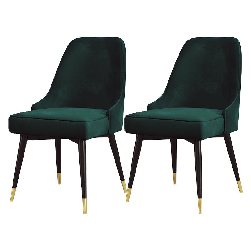 Nordic Style Dining Chair Kitchen Armless Chair with Metal Legs Green 2 Piece Set Black Gold Clearhalo ' kitchen&dining_furn' 'Dining Chairs' 'Dining Tables & Seating' 'dining_chair' 'furn' 'furn_dining_chair' 'Furniture' 'furniture_dining_chair' 'Kitchen & Dining Furniture' 'kitchen' 4413984