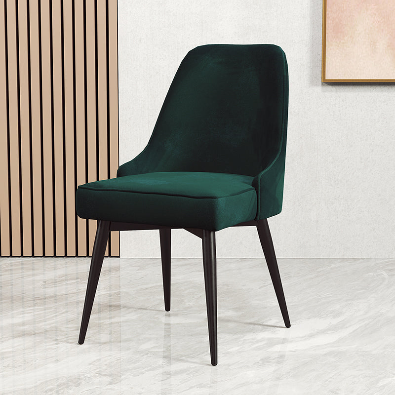 Nordic Style Dining Chair Kitchen Armless Chair with Metal Legs Green 1 Piece Black Clearhalo ' kitchen&dining_furn' 'Dining Chairs' 'Dining Tables & Seating' 'dining_chair' 'furn' 'furn_dining_chair' 'Furniture' 'furniture_dining_chair' 'Kitchen & Dining Furniture' 'kitchen' 4413986