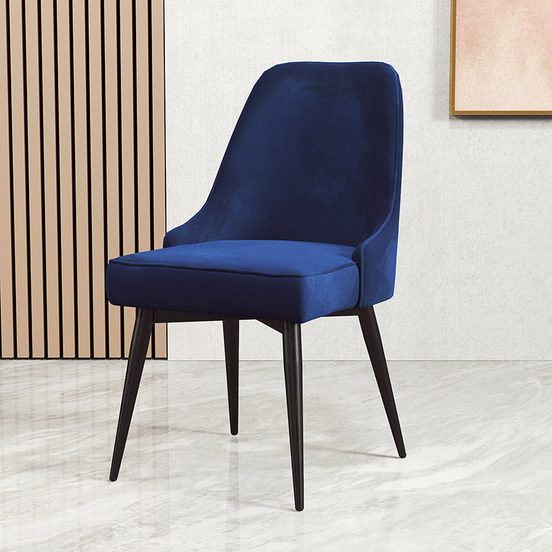 Nordic Style Dining Chair Kitchen Armless Chair with Metal Legs Blue 1 Piece Black Clearhalo ' kitchen&dining_furn' 'Dining Chairs' 'Dining Tables & Seating' 'dining_chair' 'furn' 'furn_dining_chair' 'Furniture' 'furniture_dining_chair' 'Kitchen & Dining Furniture' 'kitchen' 4413989