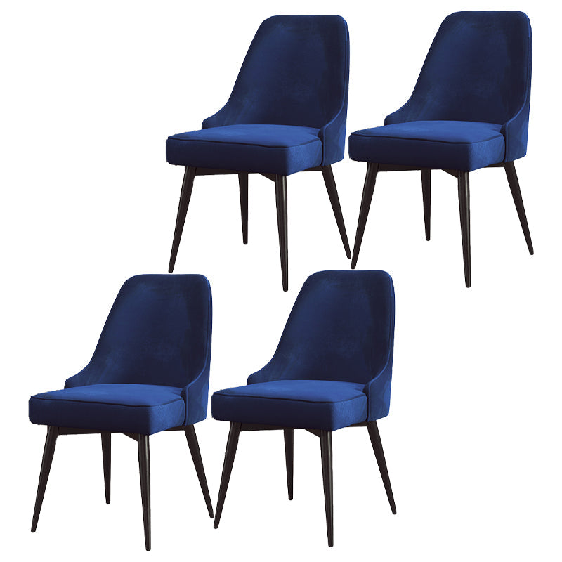 Nordic Style Dining Chair Kitchen Armless Chair with Metal Legs Blue 4 Piece Set Black Clearhalo ' kitchen&dining_furn' 'Dining Chairs' 'Dining Tables & Seating' 'dining_chair' 'furn' 'furn_dining_chair' 'Furniture' 'furniture_dining_chair' 'Kitchen & Dining Furniture' 'kitchen' 4413991