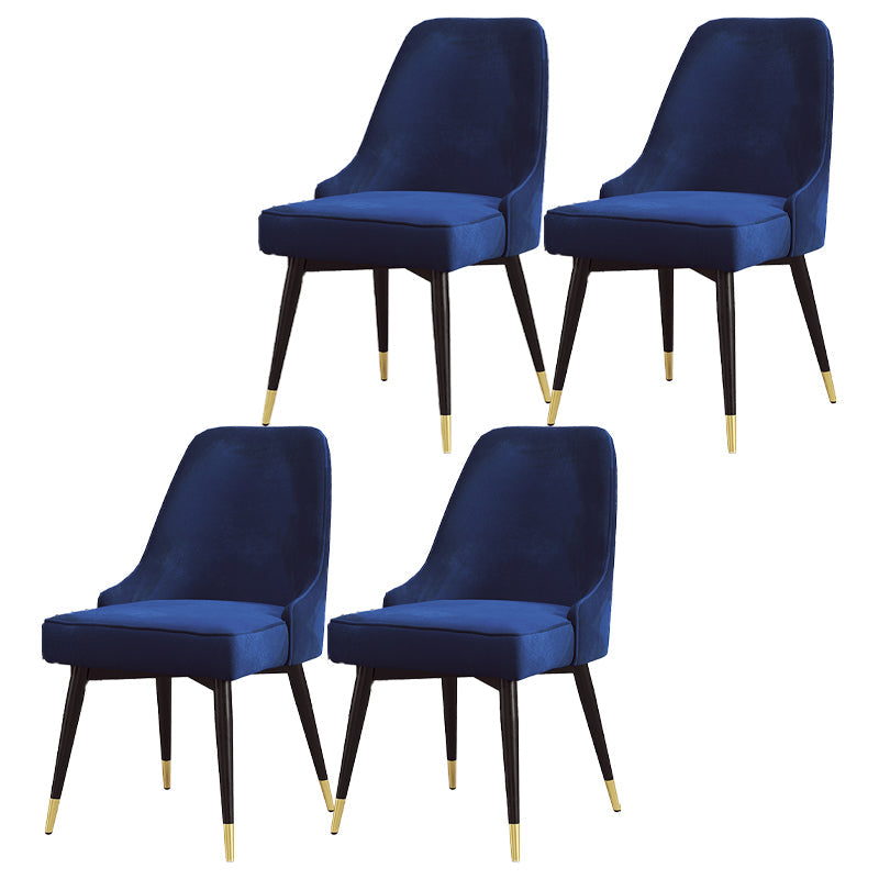 Nordic Style Dining Chair Kitchen Armless Chair with Metal Legs Blue 4 Piece Set Black Gold Clearhalo ' kitchen&dining_furn' 'Dining Chairs' 'Dining Tables & Seating' 'dining_chair' 'furn' 'furn_dining_chair' 'Furniture' 'furniture_dining_chair' 'Kitchen & Dining Furniture' 'kitchen' 4413994
