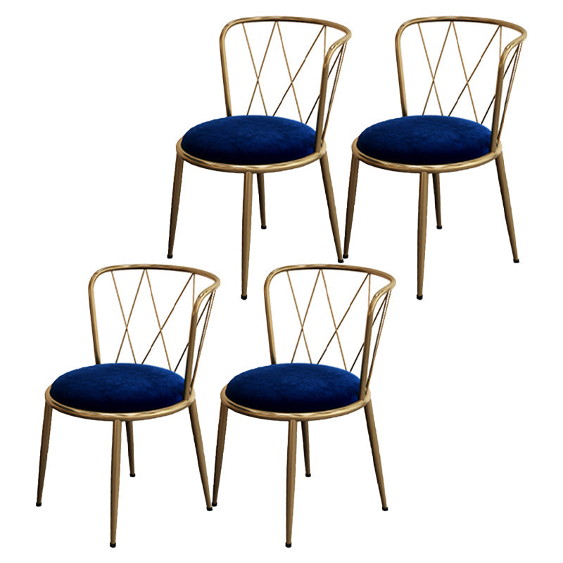 Glam Velvet Dining Room Chair Armless Metal Dining Room Chairs for Home Use Royal Blue 4 Piece Set Clearhalo ' kitchen&dining_furn' 'Dining Chairs' 'Dining Tables & Seating' 'dining_chair' 'furn' 'furn_dining_chair' 'Furniture' 'furniture_dining_chair' 'Kitchen & Dining Furniture' 'kitchen' 4414001