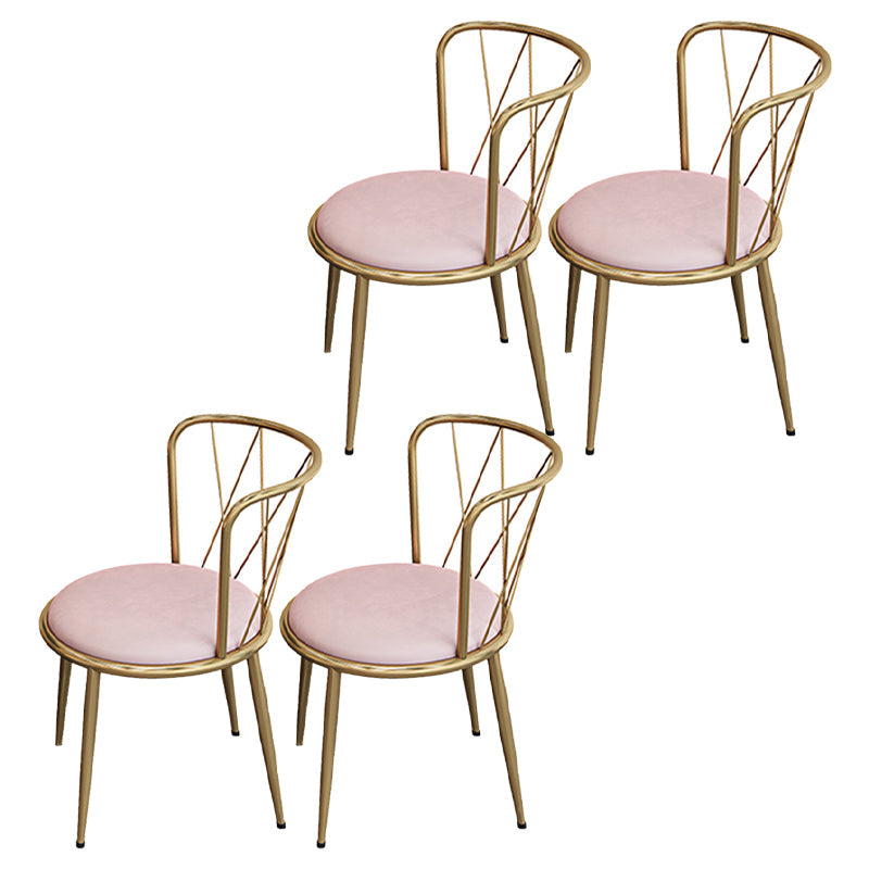 Glam Velvet Dining Room Chair Armless Metal Dining Room Chairs for Home Use Pink 4 Piece Set Clearhalo ' kitchen&dining_furn' 'Dining Chairs' 'Dining Tables & Seating' 'dining_chair' 'furn' 'furn_dining_chair' 'Furniture' 'furniture_dining_chair' 'Kitchen & Dining Furniture' 'kitchen' 4414005