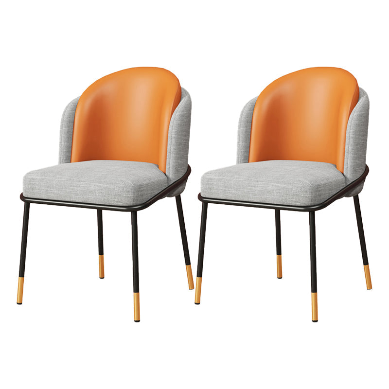 Glam Style Dining Chairs Armless Chairs for Kitchen with Metal Legs Orange 2 Piece Set Clearhalo ' kitchen&dining_furn' 'Dining Chairs' 'Dining Tables & Seating' 'dining_chair' 'furn' 'furn_dining_chair' 'Furniture' 'furniture_dining_chair' 'Kitchen & Dining Furniture' 'kitchen' 4414039